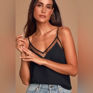 NWT Lulus Sweet Fling Black Mesh Tank Top size large